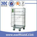 Warehouse Industrial Roll Cart Portable Folding Metal Trolley With Wheels